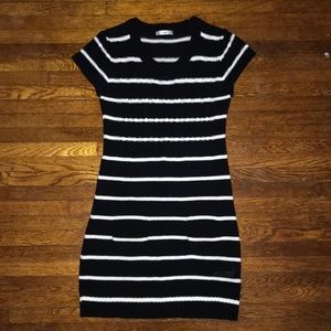 Black and White Striped Sweater Dress